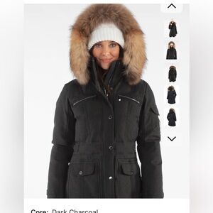 SunIce Tanya Quilted Coat PARKA Genuine SAGA Fur Hood Size 12